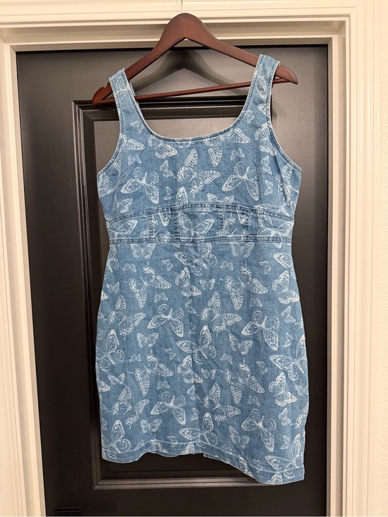 No Boundaries Dresses & Skirts - NWT Denim Butterfly Print Sleeveless Dress